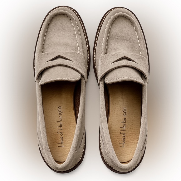 House of Harlow 1960 Shoes - HOUSE OF HARLOW 1960 Taupe Suede Gunner Loafers Size 9